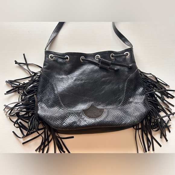 Vintage Leather Small fringe purse crossbody - Picture 2 of 6